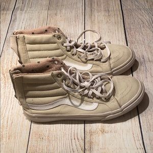 CREAM VANS ZIP HIGH TOPS
